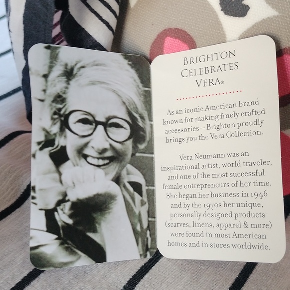 🎁💝NWT Brighton ❤️s Vera pink, black and grey canvas and leather tote bag. - Picture 5 of 16